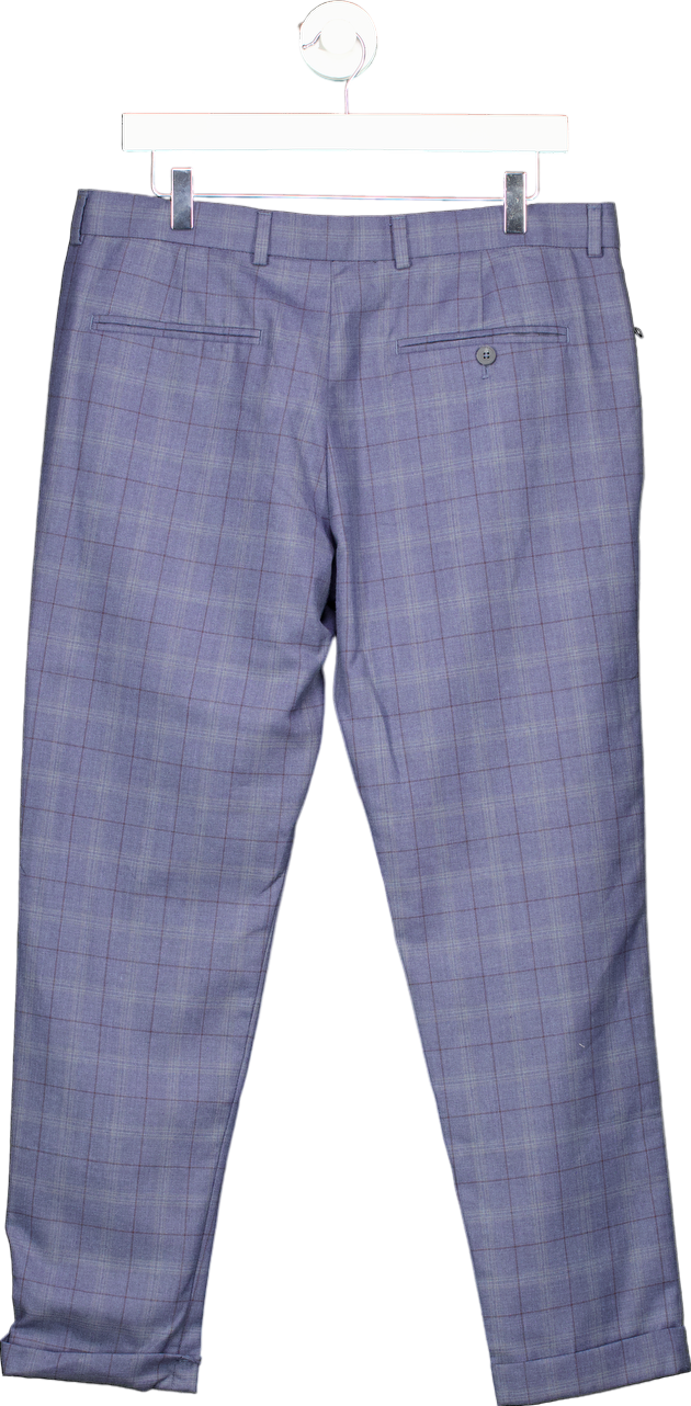 River Island Blue Checked Trousers UK 34R