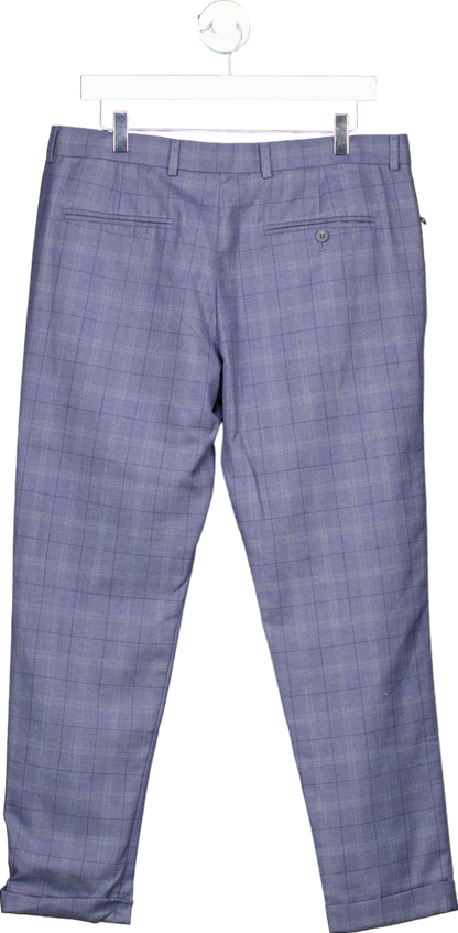 River Island Blue Checked Trousers UK 34R