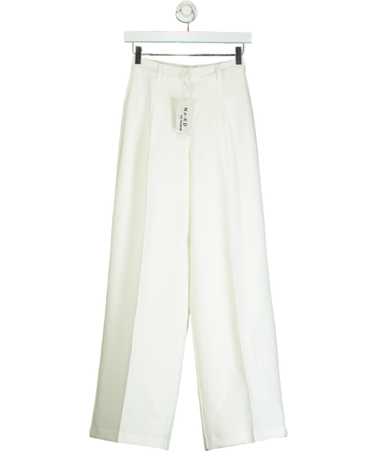 NA-KD White Pleat Detail Loose High Waist Pants UK 4