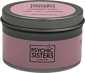 Psychic Sisters Pink Strawberry Quartz Tin Candle – Pomegranate One Size
