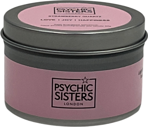 Psychic Sisters Pink Strawberry Quartz Tin Candle – Pomegranate One Size