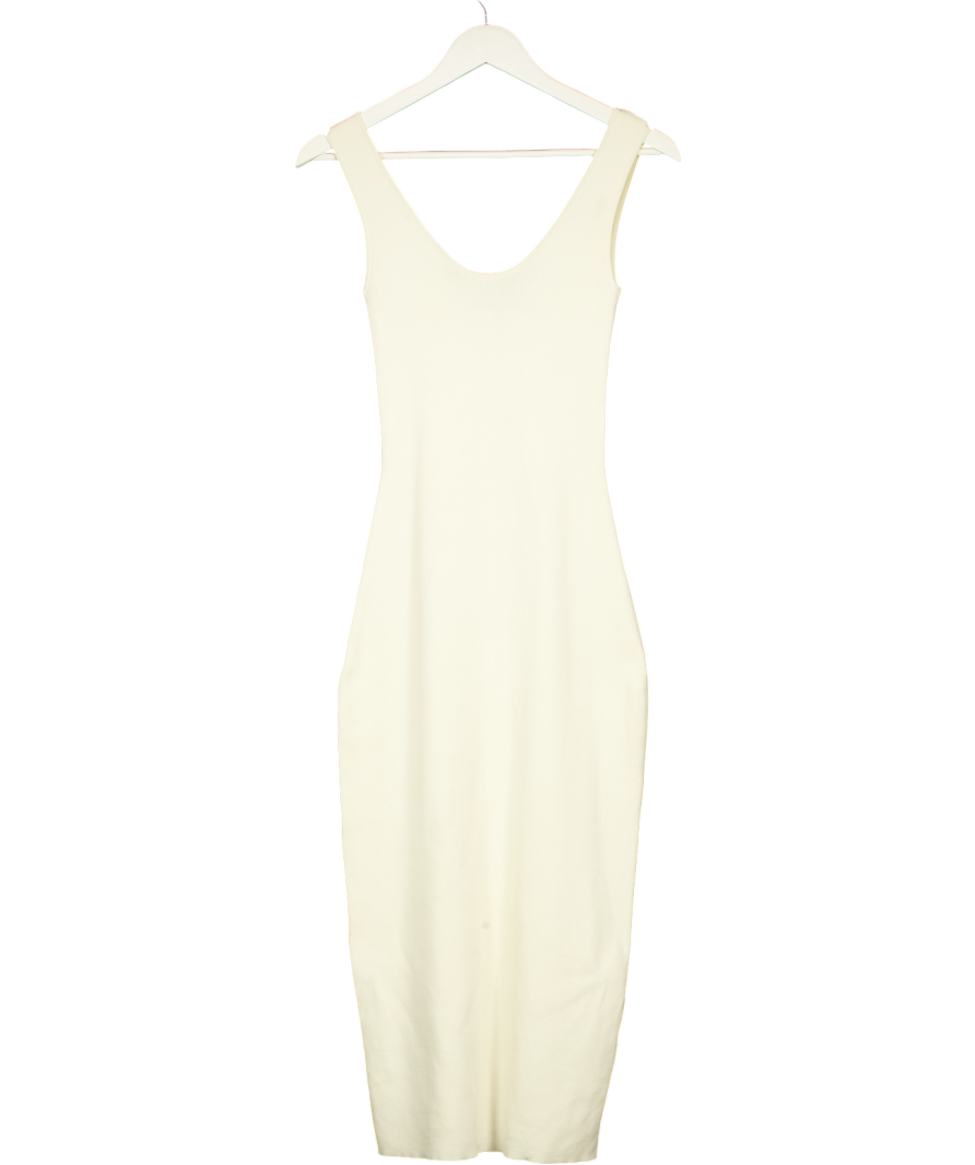 BOA Cream Heavy Ribbed Racer Maxi Dress UK XS