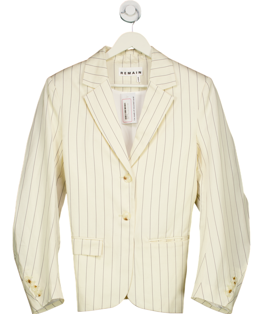 Remain Birger Christensen Cream Drapy Striped Blazer UK S