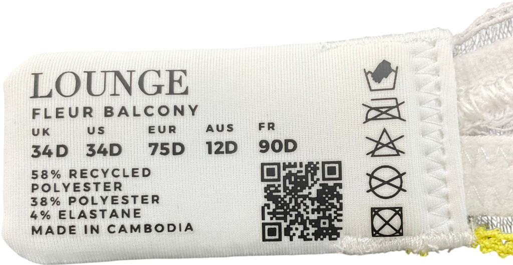 Lounge Underwear White Fleet Balcony Bra UK 34D