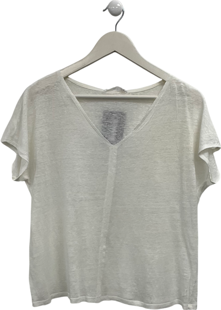 MANGO Cream V Neck Top UK M