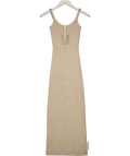 PRETTY LAVISH Beige Winnie Strappy Rib Knit Midaxi Dress UK XS