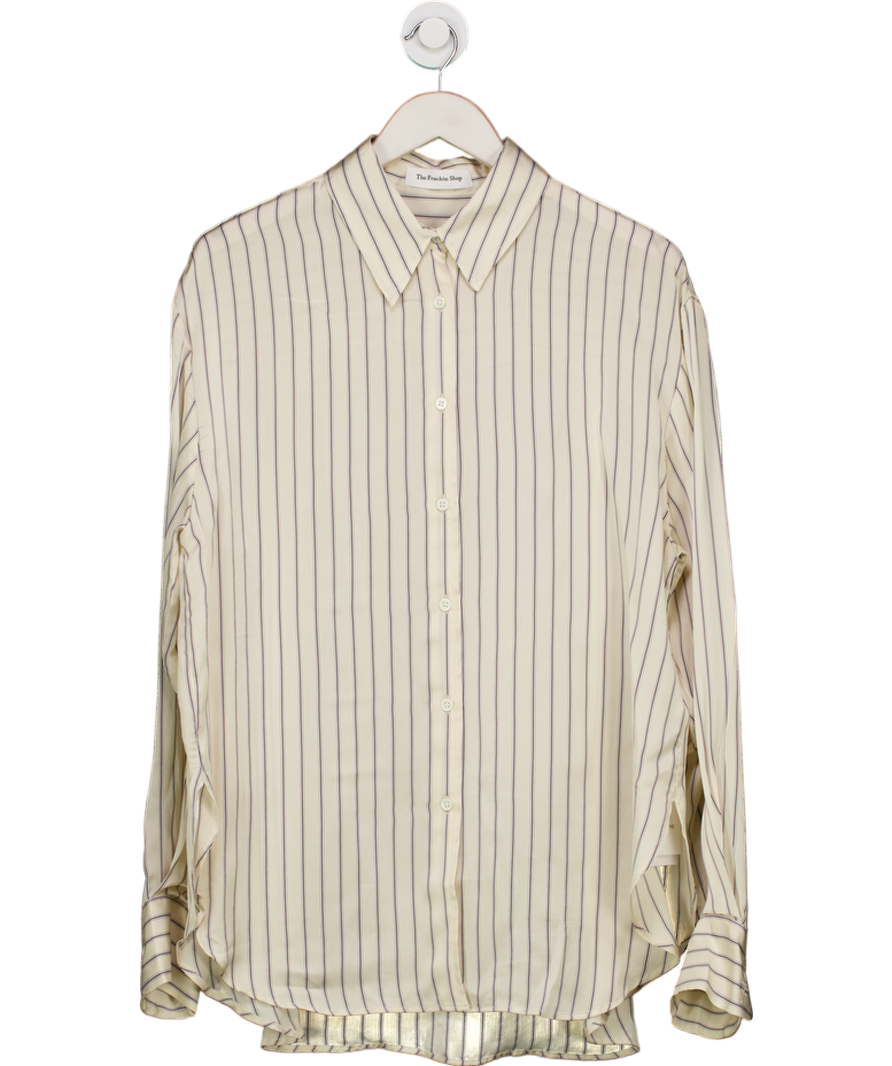THE FRANKIE SHOP Cream Peri Striped Woven Shirt UK M