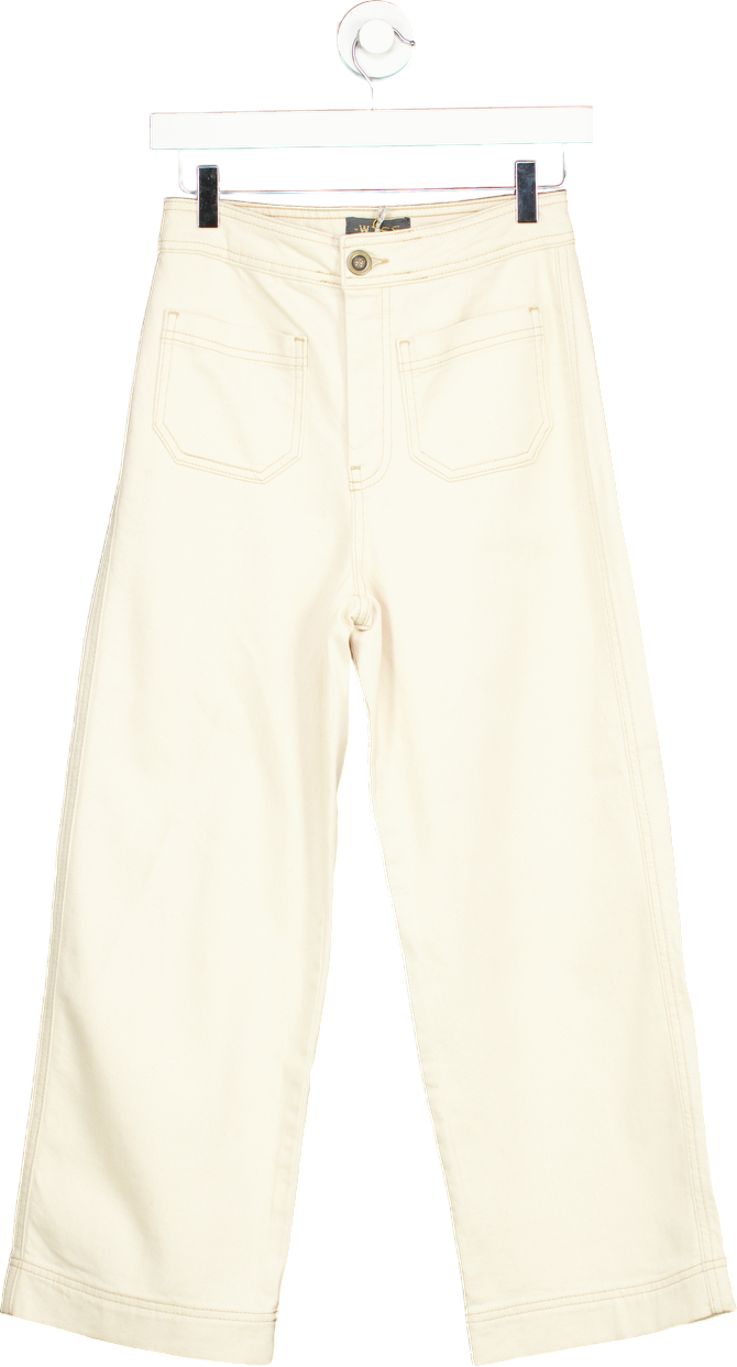 WYSE LONDON Ecru Allie Flare Cropped Jean UK 8