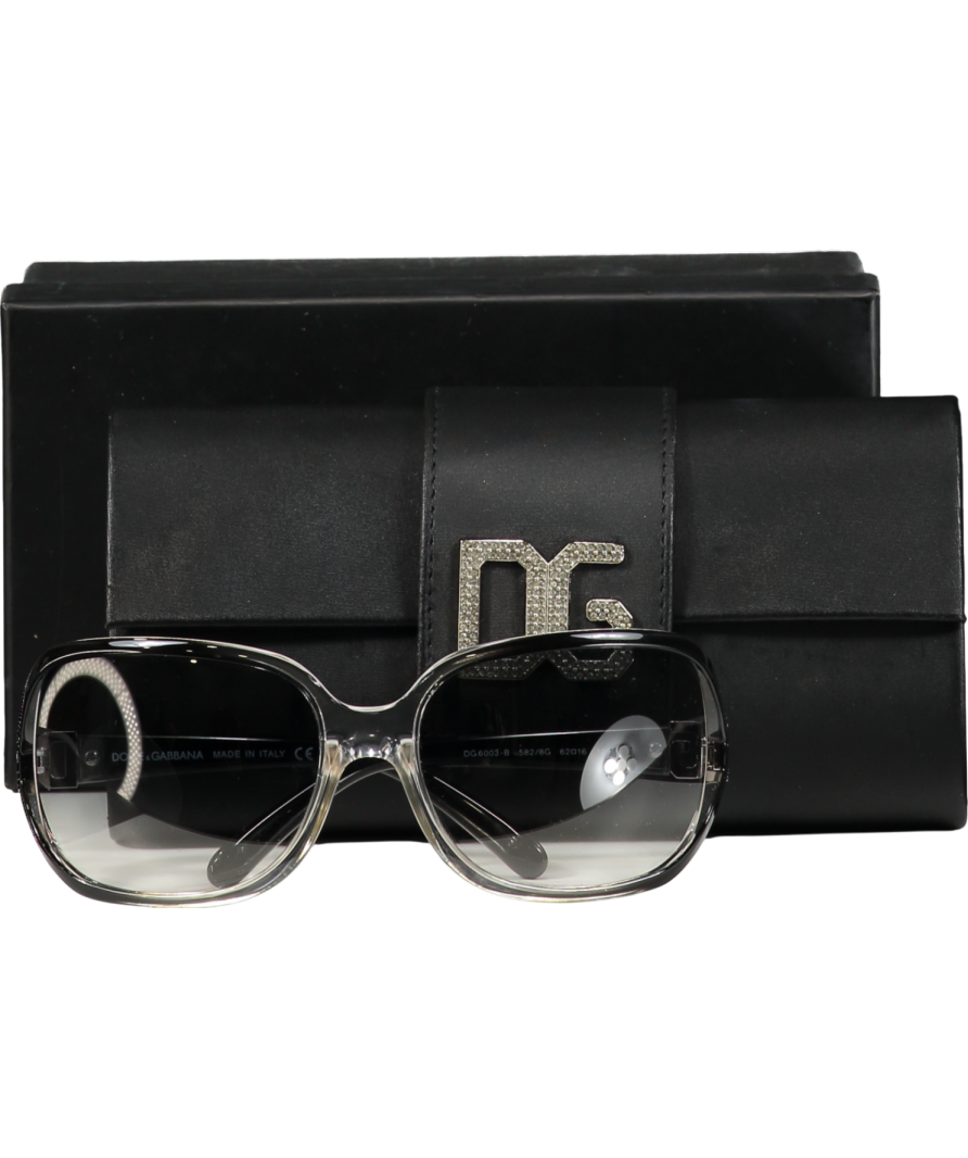 Dolce & Gabbana Black Crystal DG Logo Dg6003-b Sunglasses in Case & Box