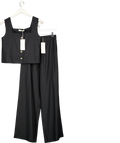 WAT. THE BRAND Black 2-piece Boxy Button Vest And Wide Leg Trouser Co-ord Set UK XS