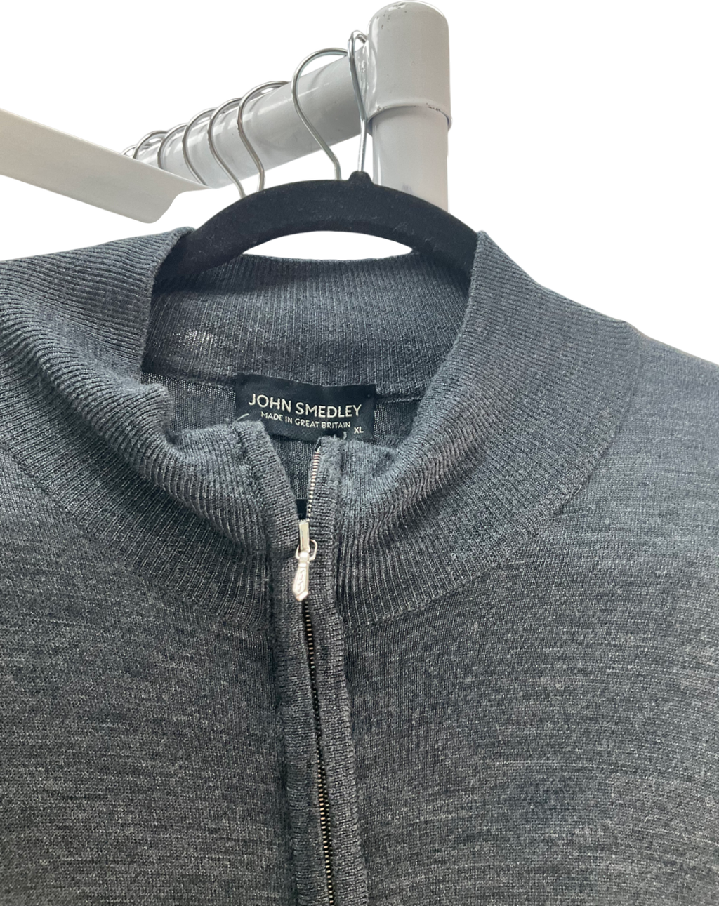 John Smedley Grey Barrow Extra Fine Merino Half Zip Charcoal UK XL