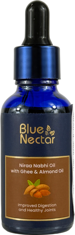 BLUE NECTAR Nabhi Oil With Ghee & Almond Oil | Ayurvedic Belly Button Oil For Digestion & Joint Support 30ml