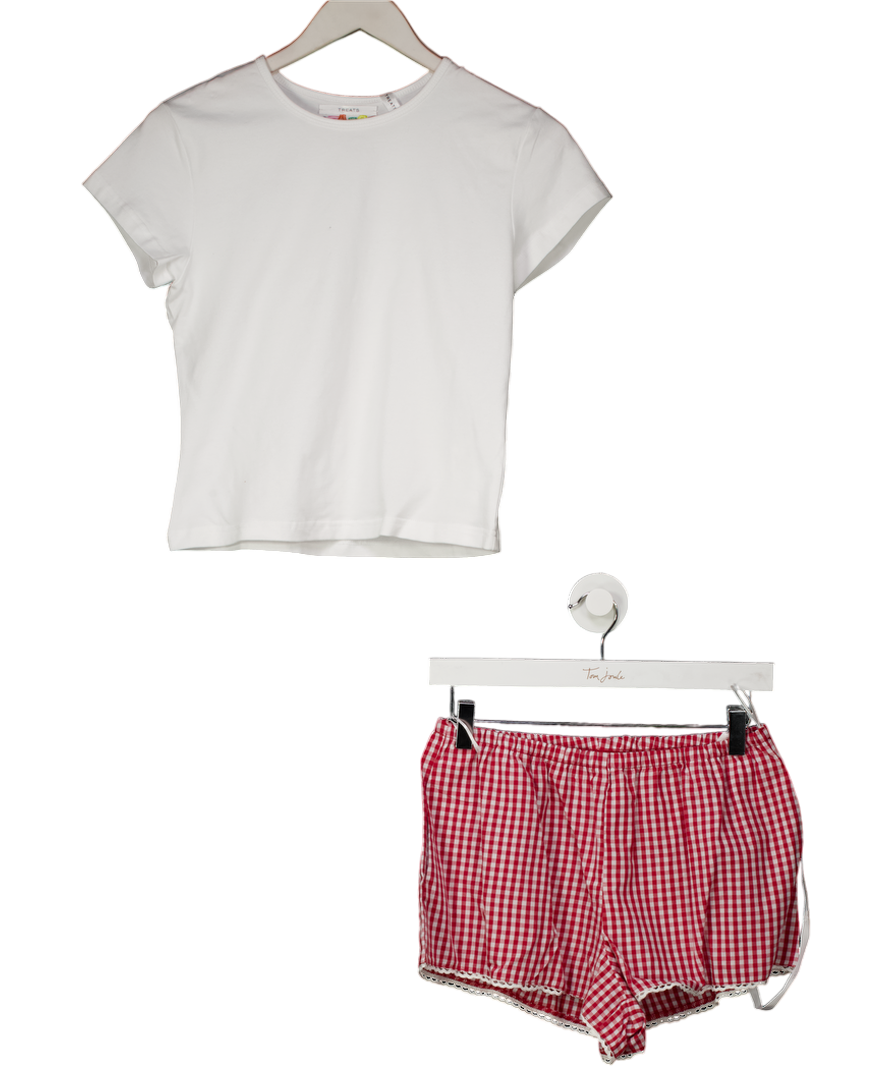 treats White Gingham Short Set - Red UK S