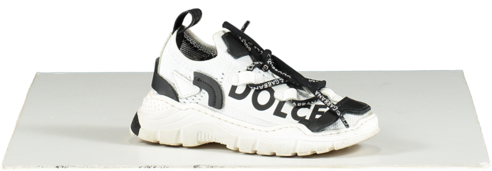 Dolce & Gabbana White Slip On Pelle Logo Trianers UK 8 EU 25 👼