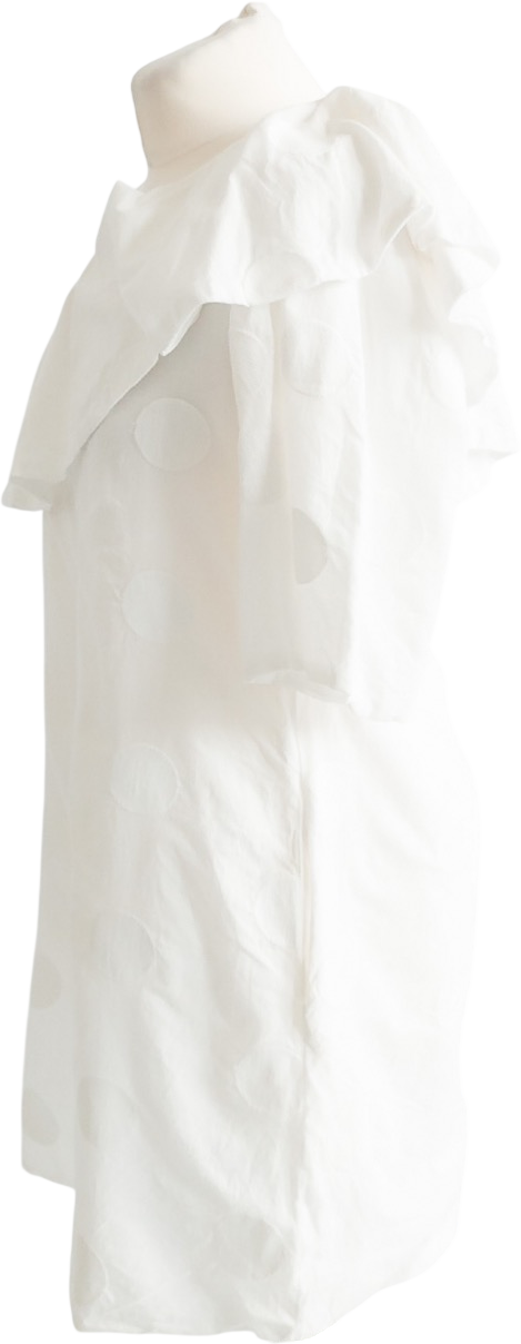 Paper London White Jacquard Polka Dot One Shoulder Mini Dress UK 12