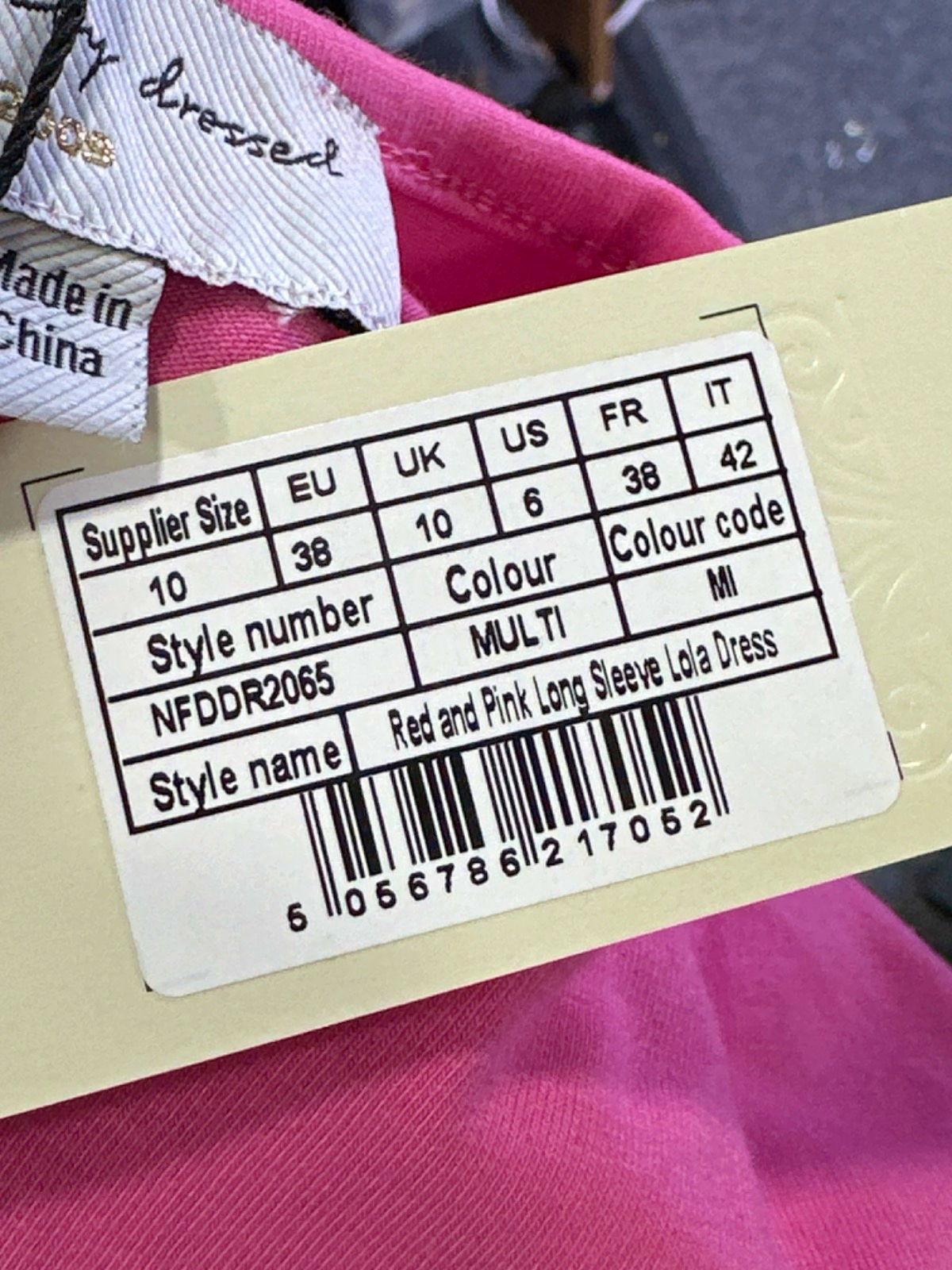 Never Fully Dressed Pink and Red Long Sleeve Lola Dress UK 10