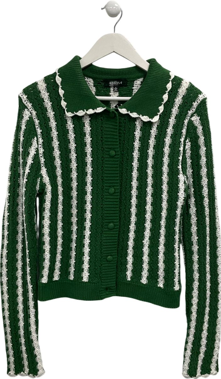 4Sienna Green Striped Cardigan UK S