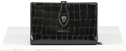 MARCCAIN Black Croc Wallet Clutch In Cowhide Leather