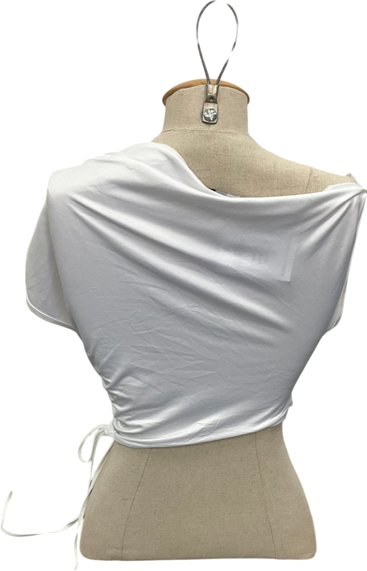 Ego White Large Floral Print Asymmetric Top UK M