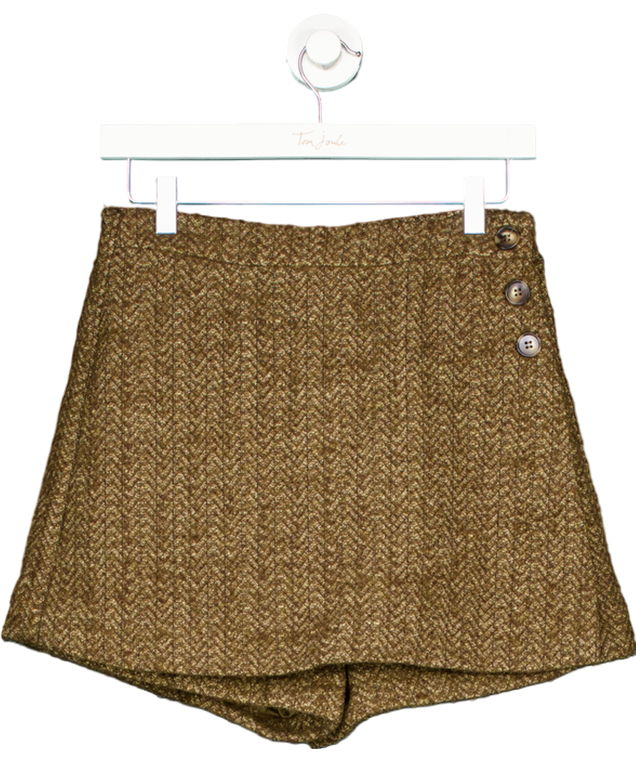 Lily & Lionel Green Harriet Flared Tweed Mini Skirt In Khaki UK S