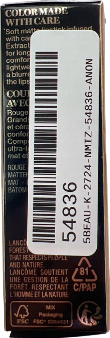 Lancome L'Absolu Rouge Intimatte Lipstick 220 French Blush 3.4 g