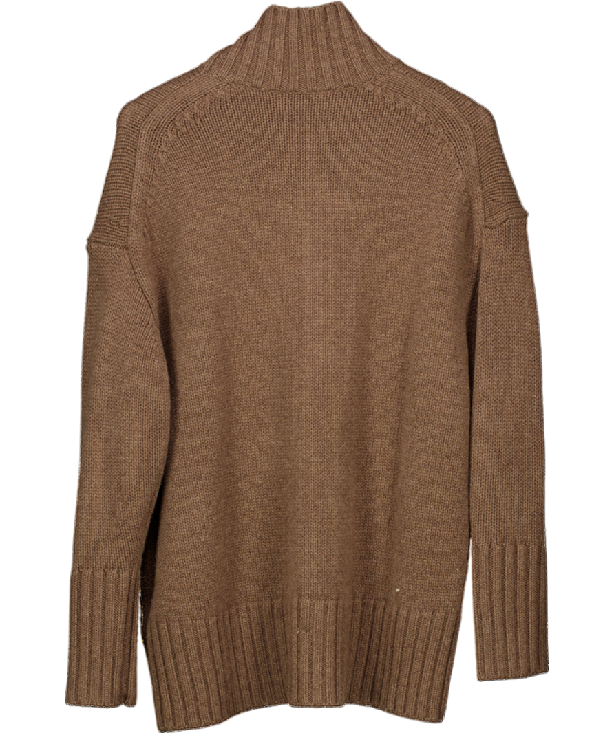 cos Brown 100% Cashmere Funnel Neck Jumper UK M