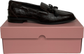 Tabitha Simmons X Next Chocolate Brown Croc Embossed Leather Bow Loafers UK 5 EU 38 👠