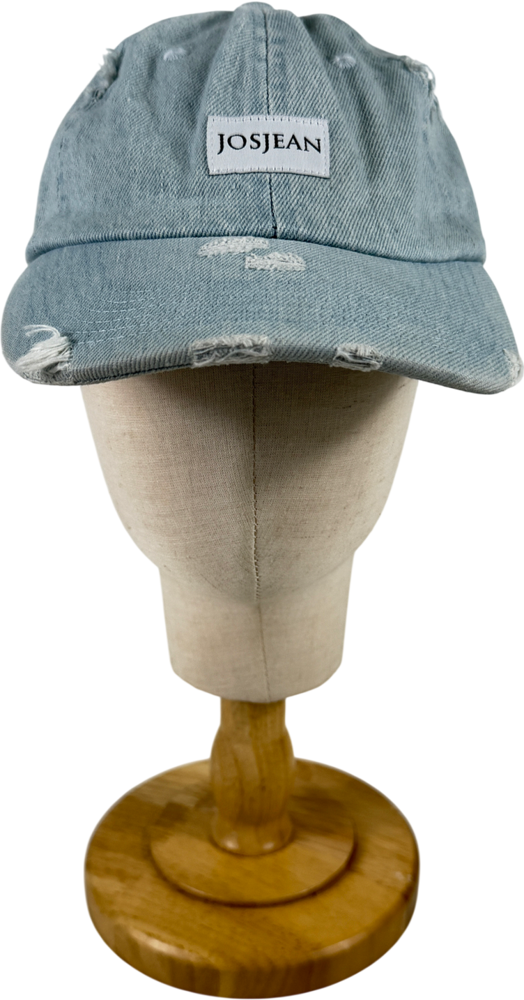 Josjean Blue Denim Distressed Cap One Size