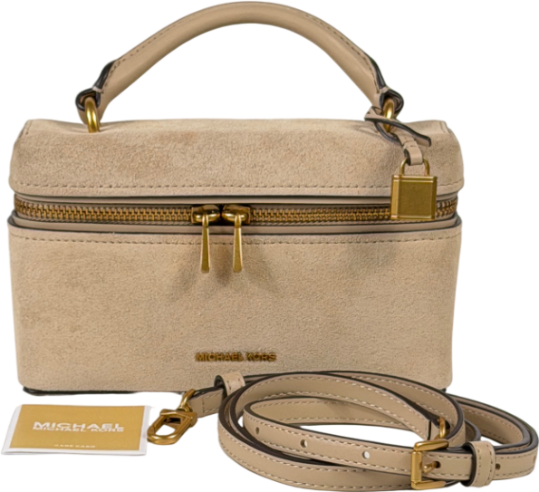 MICHAEL KORS Beige Suede Jana Extra-small Leather Convertible Crossbody Bag