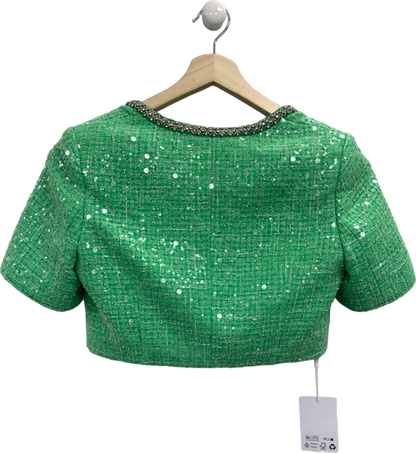 Self-Portrait Green Boucle Embellished Top UK 8