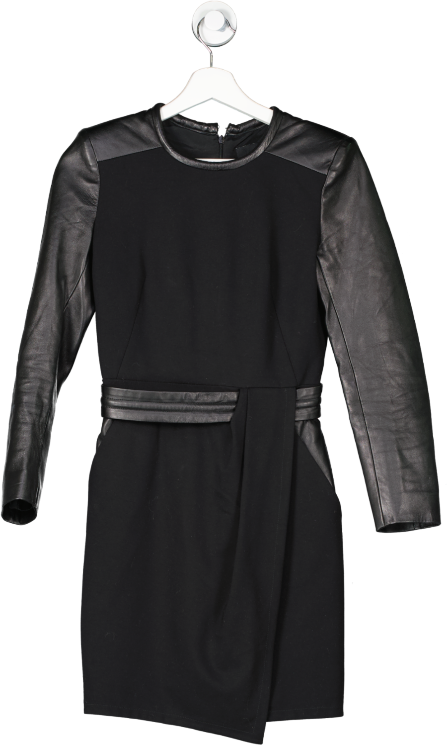 The Kooples Black Leather Sleeve Dress UK XS/S