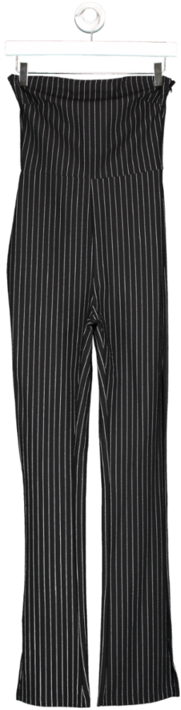 Superdown Black Pin Stripe Split Hem Jumpsuit UK S