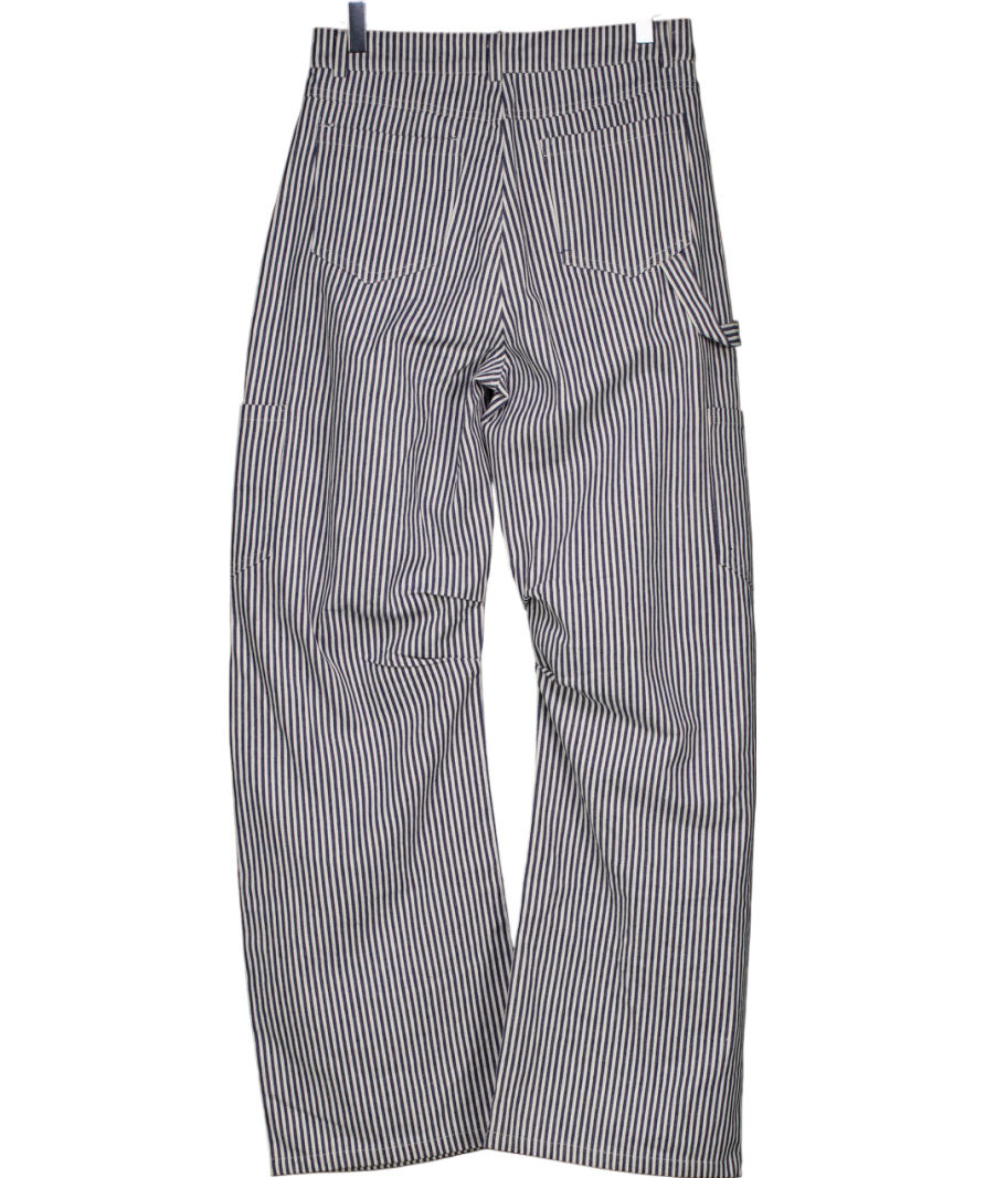 ASOS Model Low Waisted Wide Leg Jeans In Blue And White Stripe UK XS