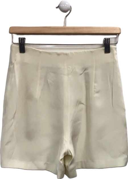 Lilysilk White Silk High-Waisted Shorts Size UK 8