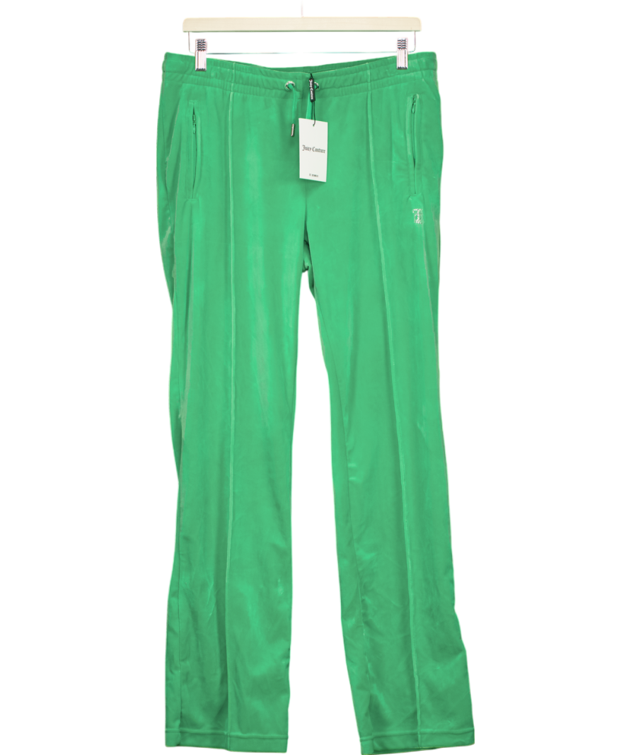 Juicy Couture Green Velour Track Pant With Dimante Logo UK L