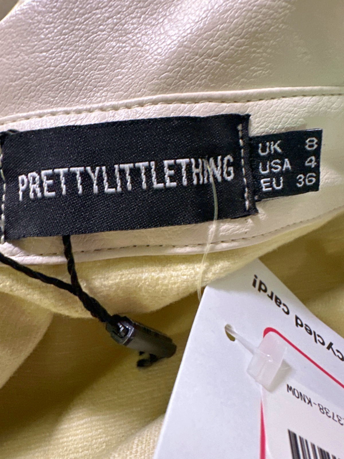 PrettyLittleThing Cream Faux Leather Shirt UK 8