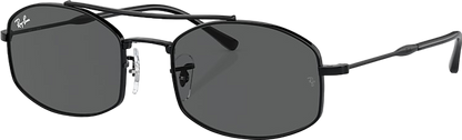 Ray-Ban Orb3719 Polished Black / Grey Lens Oval Sunglasses In Case BNWT
