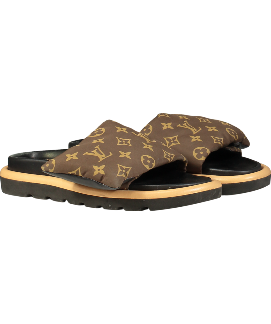 Louis Vuitton Brown Monogram 1aaeby Pool Pillow Flat Comfort Mules UK 5 EU 38 👠