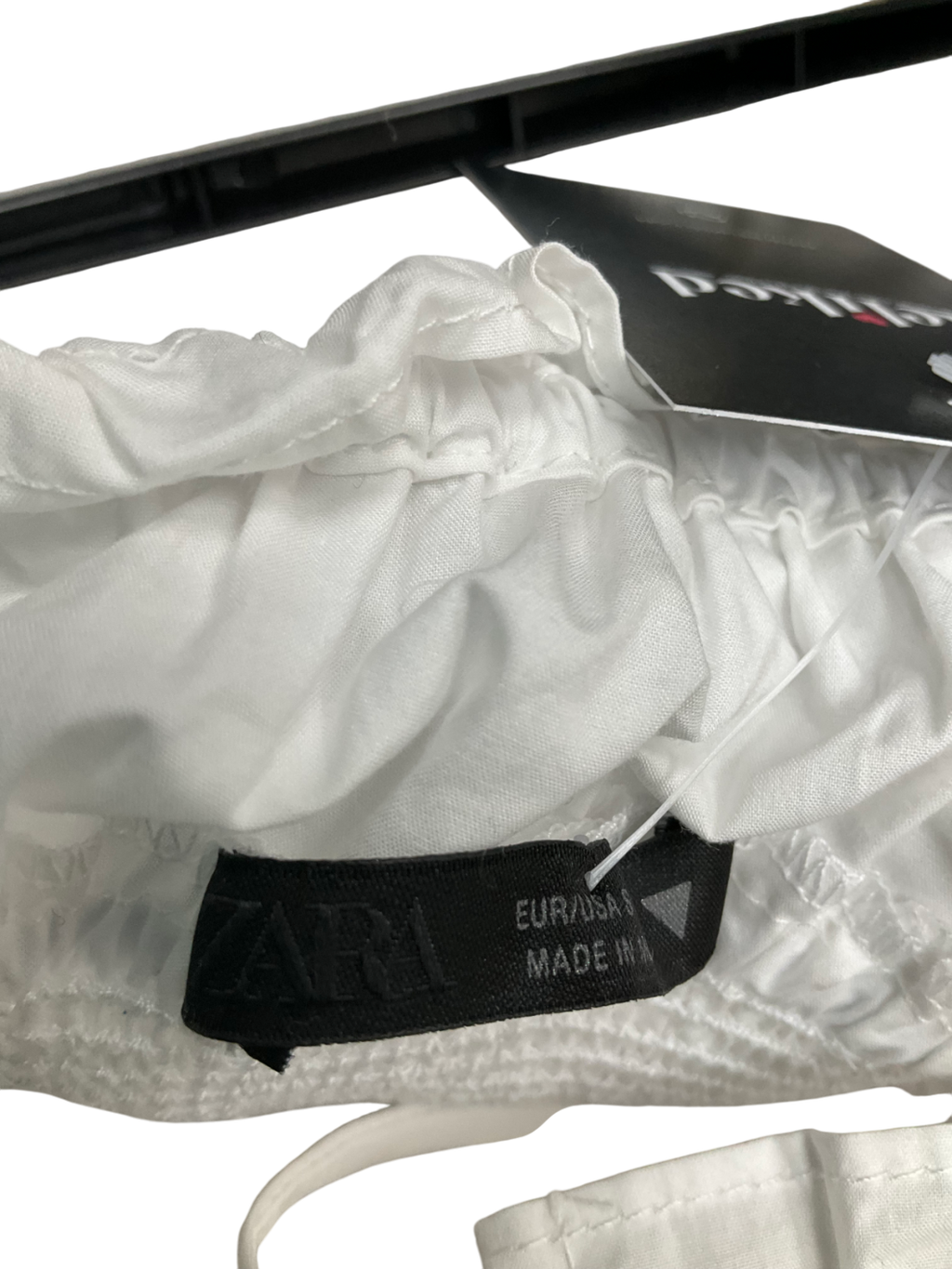 ZARA White Cotton Smocked Top UK S