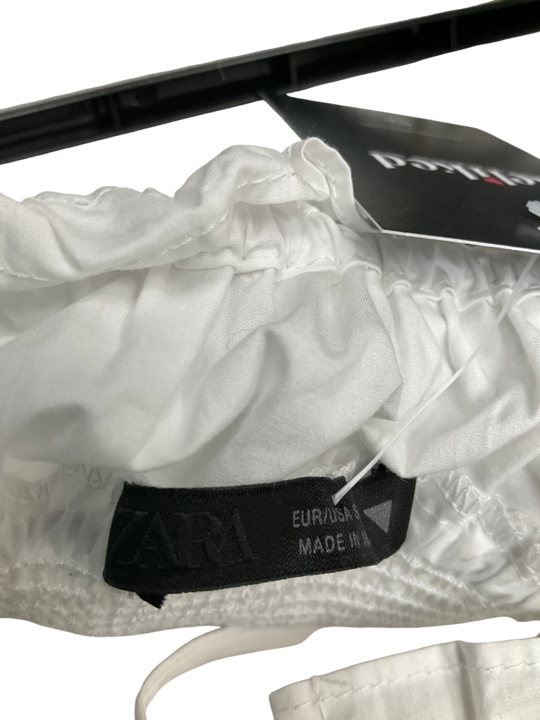 ZARA White Cotton Smocked Top UK S