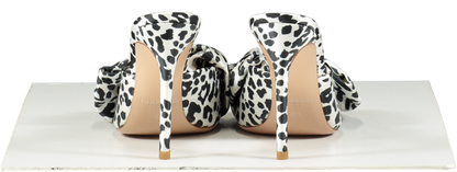 House of CB White Beaubelle Dalmatian Print Oversized Bow Mules UK 8 EU 41 👠