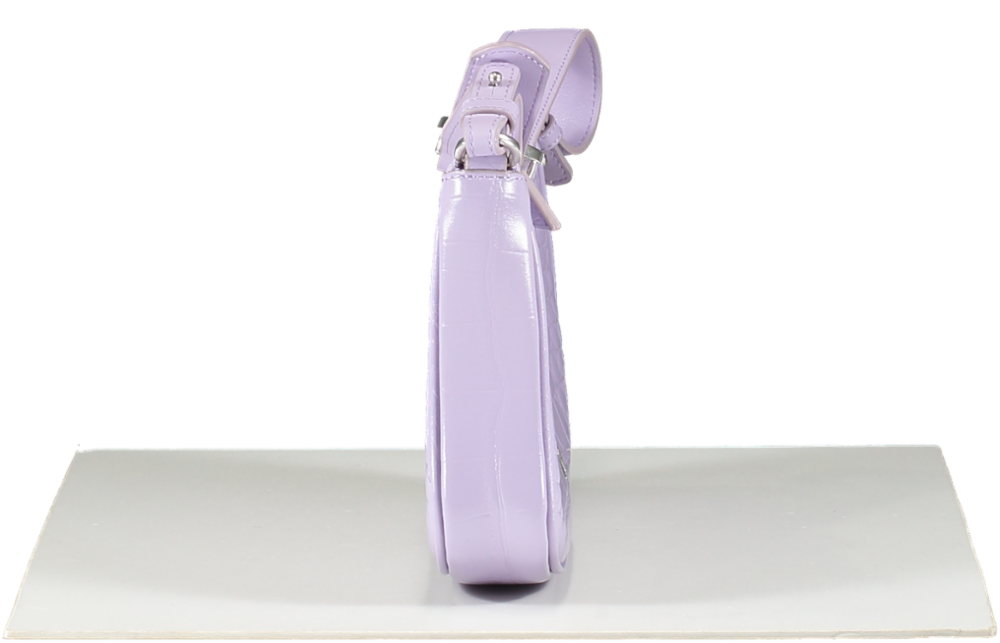 Parisa Wang New York Purple Lilac Croc Embossed Carrie Baguette Bag