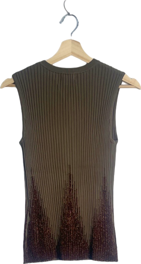 Karen Millen Light Khaki Shimmer Knit Top Co-ord UK 8