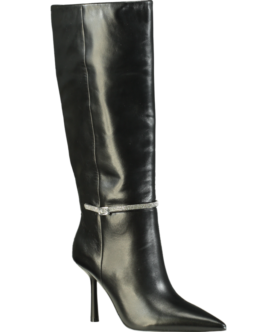 STEVE MADDEN Black Dimante Trim Knee High Boots UK 7 EU 40 👠