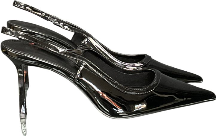 ASOS Piper Slingback High Heel Shoes In Black Patent UK 6 EU 39 👠