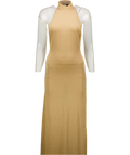House of CB Metallic Selia Gold Knit Maxi Dress UK S