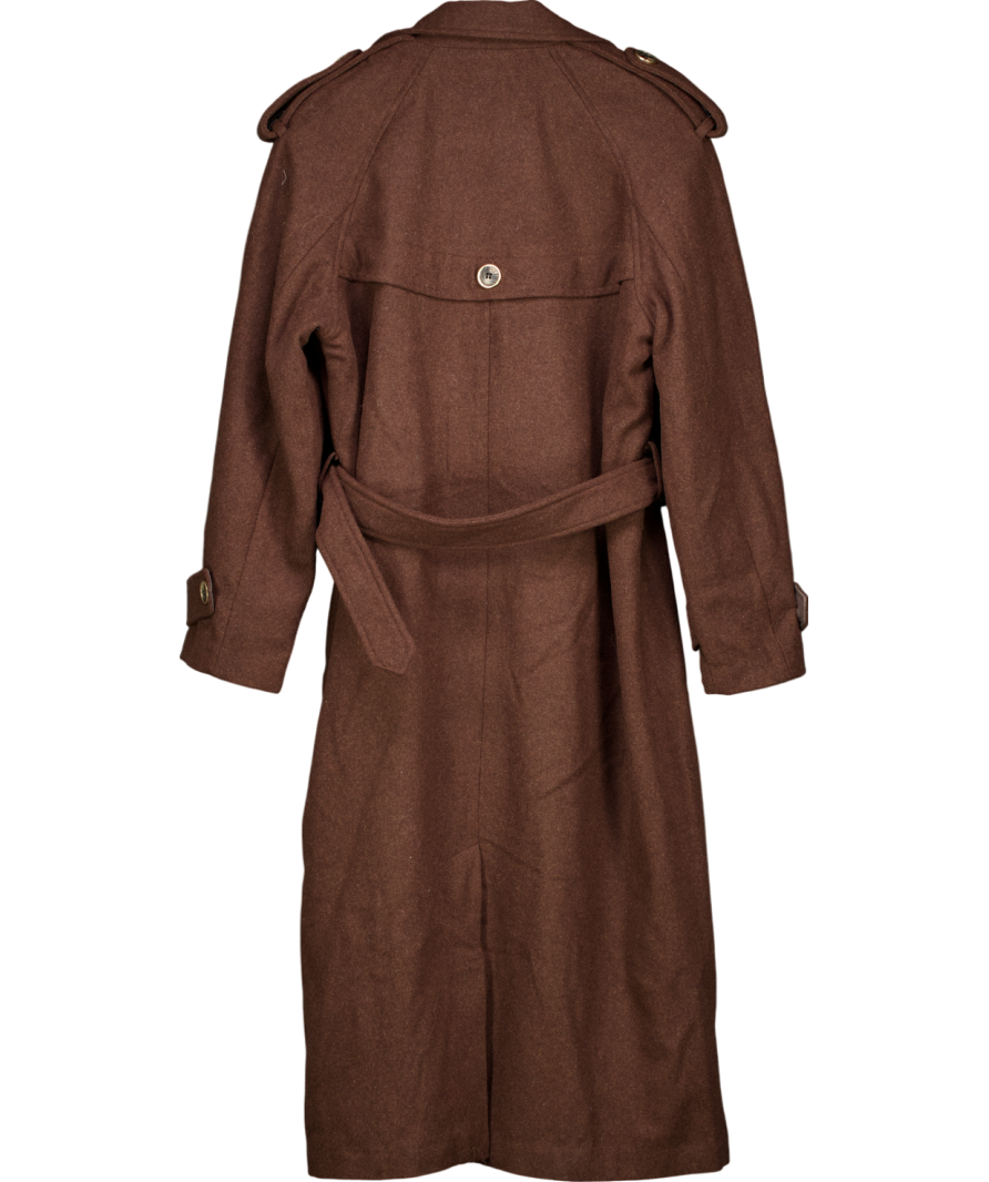 Warehouse Brown Wool Mix Belted Trench Coat UK 16