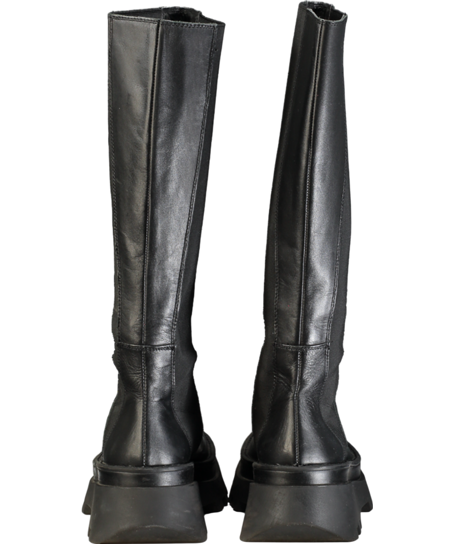 ZARA Black Lug Sole Leather Boots UK 7 EU 40 👠