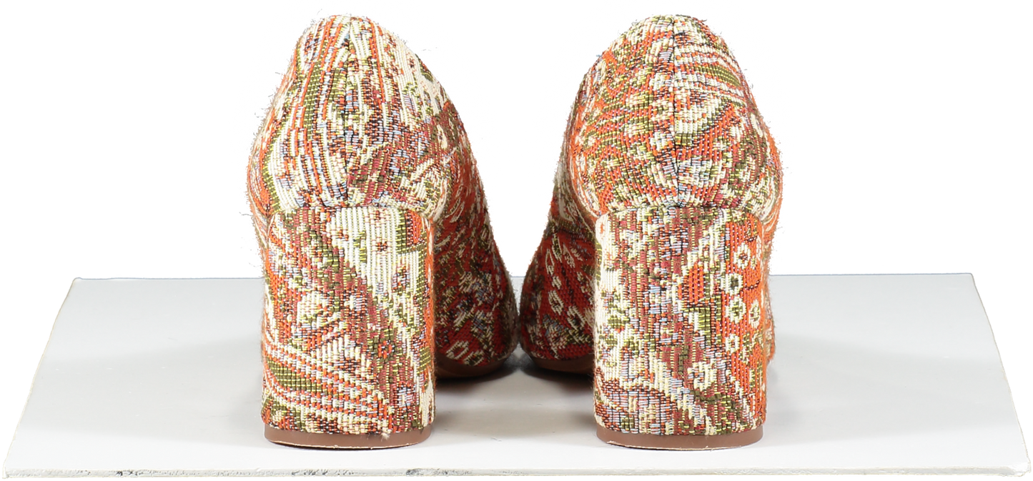 Sezane Orange Embroidered Court Shoe UK 8 EU 41 👠