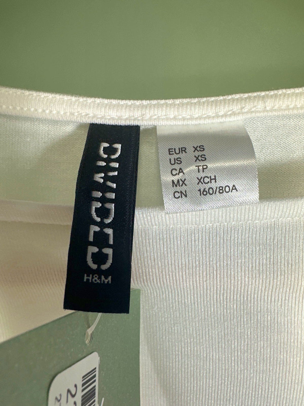 H&M White Long Sleeve Top with Twist Detail UK XS